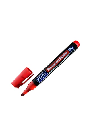 Kraf Permanent Markör Yuvarlak Uc 220 Kırmızı Koli Kalemi Çok Renkli