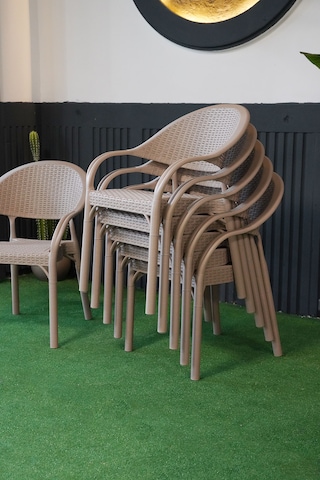 Alezy Bambu Rattan Kollu Koltuk 6 Adet Cappucino