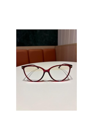 Funeyes River Bordo Cat Eye Metal Aksesuarlı Mavi Işık Korumalı Blue Block Gözlük 58 Ekartman