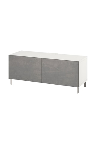 Tv Sehpası, Beyaz-koyu Gri, 120x42x48 Cm, Kallvıken Gri