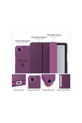 Samsung Galaxy Uyumlu Tab A9 Plus X210 X213 X215 X217 Kılıf New Pu Deri Smart Standlı Case Uyku Modlu