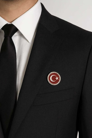 Ay Yıldız Türk Bayrağı Yuvarlak Gold Rozet 2x2 Cm Parlak Metal Yaka Rozeti Gri