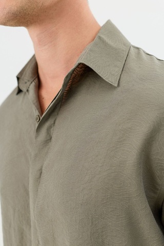 Antioch Modal Karışımlı Crop Fit Erkek Gömlek Haki
