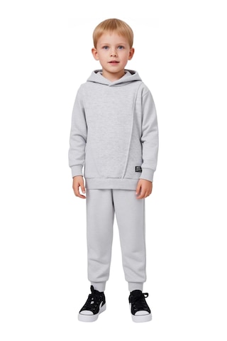 Ersefa Erkek Çocuk İki Parçalı Kapüşonlu Sweatshirt Ve Eşofman Takımı Gü Gri Melanj
