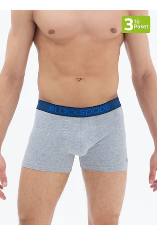 Blackspade Erkek Boxer 3lü Paket Modern Basics 9473 - Gri Lacivert Siyah Lacivert Bel Lastiği