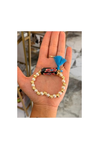 Gül Ve Cam İnci Detaylı Lastikli Model Bileklik - Model 1064 Çok Renkli