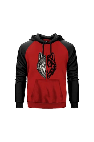 Gece Gündüz Bozkurt Gri Renk Reglan Kol Sweatshirt Kapşonlu