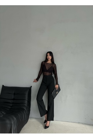 Kadın Palazzo Pantolon Oversize Kesim Siyah