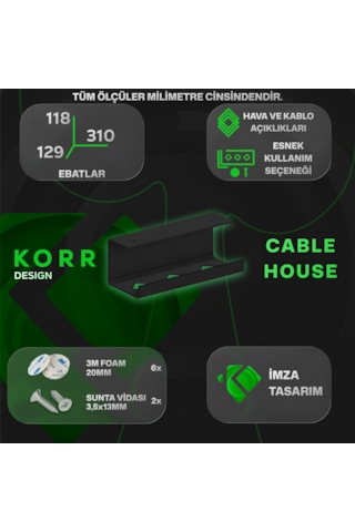 Masa Altı Kablo Sepeti - Priz Ve Adaptör Düzenleyici Organizer Kanalı 31 Cm - Siyah
