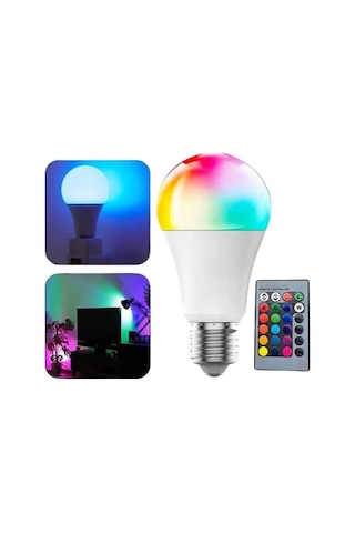 Mey İthalat Akıllı Rgb Led Ampul Led Uzaktan Kumandalı Renk Değiştiren Ampul Çok Renkli
