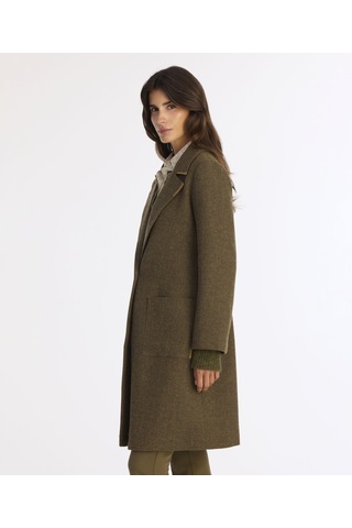 Yargıcı Dikiş Detaylı Kemerli Uzun Palto 25kkpl5004x 007 Haki