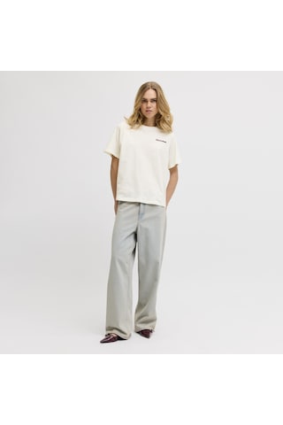 Jack & Jones Kadin Sirt Baskili Kisa Kollu Tisört - Blomma - 12296303 Blanc De Blanc