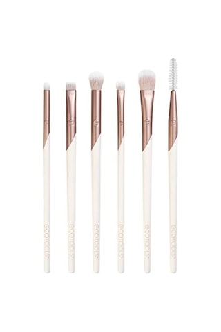 Ecotools Luxe Zarif Göz Makyajı Fırça Seti, Göz Farı, Eyeliner Ve Kaş Makyajı İçin, Profesyonel Göz Fırçası Seti, Çevre Dostu Makyaj Araçları, Sentetik Kıllar, Zulüm Ücretsiz Ve Vegan, 6 Parça Set