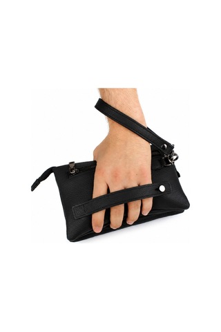 Alphaclub Bag Erkek Hakiki Deri Siyah Çok Bölmeli Fermuarlı El Ve Portföy Çantası