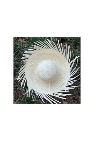 Tropikal Parti Beyaz Hasır Hawaii Şapkası 13x36 Cm - Parti Şapkası - Parti Ve Kutlama - Doğum Günü 0 - 99