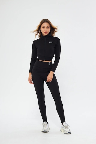 Lesa Wear Fitilli Içi Polarlı Yumuşacık Şardonlu Kaşkorse Crop Likralı Hırka Siyah