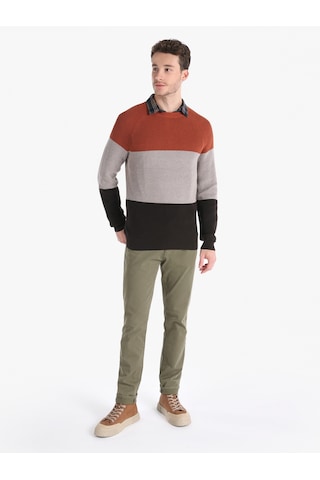 Colin's Colins Regular Fit Bisiklet Yaka Çizgili Triko Kahverengi Erkek Kazak Cl1066283 Kahverengi