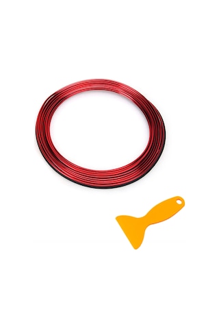 Ranyeek 2 Metre Pvc Araç İç Dekorasyon Çizgisi - Metal Yansıma, Ses Azaltma, Esnek, Kırmızı