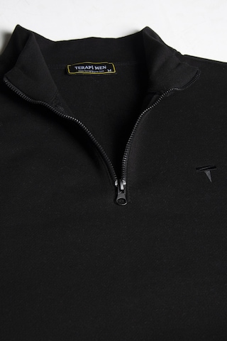 Terapi Men Erkek Siyah Rahat Kalıp Yarım Fermuarlı Bato Yaka Basic Sweatshirt 21k-5200179-2. Siyah