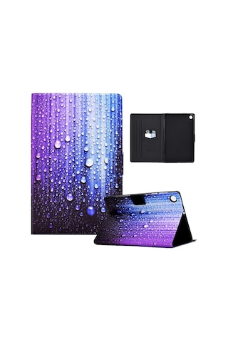 Samsung Galaxy Uyumlu Tab A9+ Uyku / Uyandırma Fonksiyonlu Elektrikli Preslenmiş Renkli Çizim Deri Tablet Kılıfı