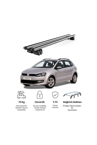 Pençe Volkswagen Polo 2009-2017 Uyumlu Gri Ara Atkı 109cm Port Bagaj Tavan Barı