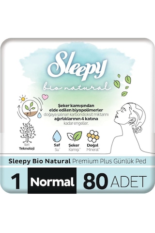 Sleepy Bio Natural Premium Plus Günlük Ped Normal 80 Adet