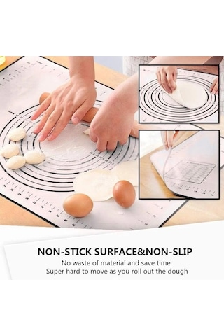 Novahub Kırmızı Fiberglas Silikon Pişirme Mat, 80x60cm, Yoğurma Pedi, Yapışmaz, Haddeleme Hamur Mat, Mutfak Pasta Sayfası
