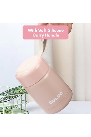 Lemestar 304 Çelik Termos Kavanoz, 300ml Kapasite, Çocuklar İçin Isı Saklama, Pembe GÜMÜŞ