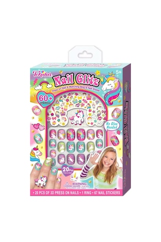 Tokidas Nail Glitz - Unicorn Temalı Stickerlı 20 Adet Çocuk Takma Tırnak Seti Güzellik Seti