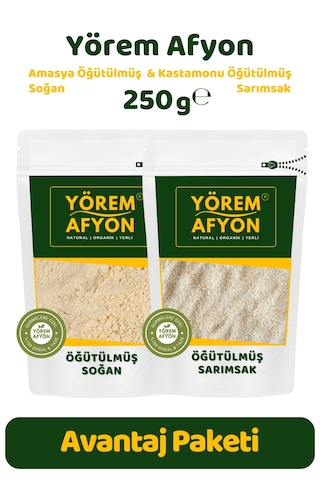 Yörem Afyon Yörelerine Özgü Keskin Kokulu Taş Değirmende Öğütülmüş, Toz Soğan & Sarımsak Avantajlı Set 250gr.