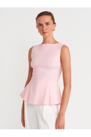 Dilvin 50281 Peplum Top-toz Pembe Toz Pembe