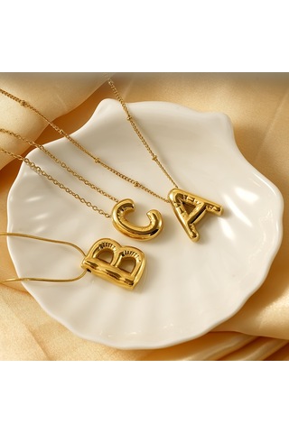 Relaxed Parlak Mektup Kolye Tombul Avrupa Ve Amerikan Modası Basit Köprücük Kemiği Zinciri-l Altın