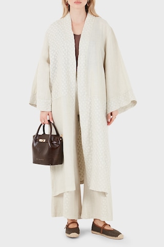 Via Dante % 100 Keten Brode İşlemeli Kimono Bayan Kimono 69912196 Taş