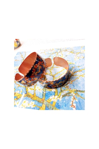 Copper Anatolian Van Gogh Almond Blossom 1890 Bakır Bilezik Ayarlanabilir Rose Gold