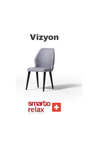 Smarto Relax Vizyon 2'li Yemek Masası Sandalye Seti - Ahşap Ayaklı, Gri Kumaş Gri