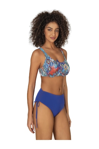 Endeep Kadın Büyük Beden Balenli Destekli Bağlama Detaylı Mavi Desenli Bikini Takımı-mavi Mavi