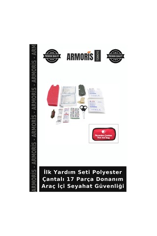 İlk Yardım Seti Polyester Çantalı 17 Parça Donanım Araç İçi Seyahat Güvenliği