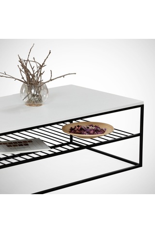 Etna Beyaz Orta Sehpa Metal & Orta Masa / Metal Ayaklı Sehpa