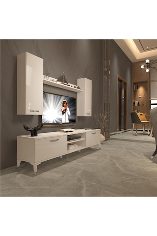 Decoraktiv Eko 7 Mdf Dvd Silver Tv Ünitesi Tv Sehpası Beyaz