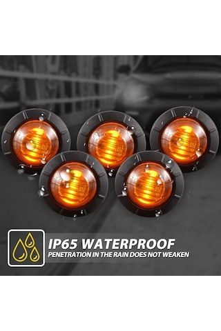 3/4" Yuvarlak Led Ön Arka Yan İşaret Işıkları Su Geçirmez Kurşun Geçirmez İşaret Işıkları 12v Araba Kamyon İçin Kehribar Kırmızı