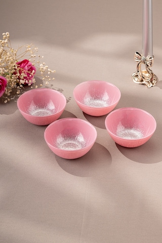 Emsan Pastel 4 Parça Cam Kase 10 Cm Pembe Pembe