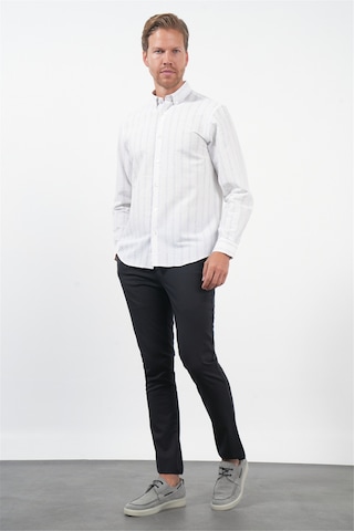 İmza Beyaz-antrasit Yumuşak Yaka Uzun Kol Slim Fit Pamuklu Gömlek 1004260260 Beyaz - Antrasit