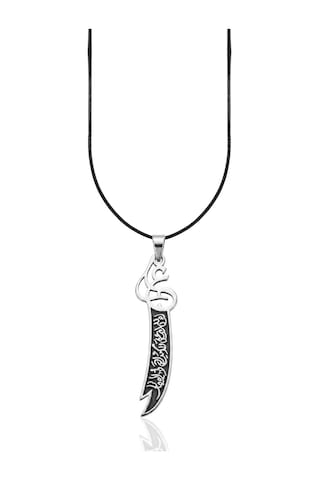 Oya Silver Orta Hat İşlemeli Hz. Ali Zülfikar Gümüş Kolye Ucu 6x1.9cm Oyot323
