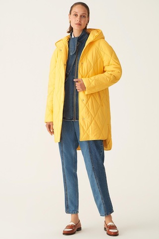 Perspective Kapüşonlu Regular Fit Sarı Kadın Mont 22270533