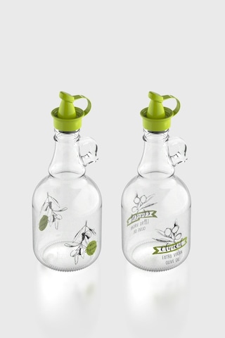 Renga Urla Desenli 500 Ml Yeşil Kapaklı 2'li Cam Yağlık Seti 152076 Yeşil