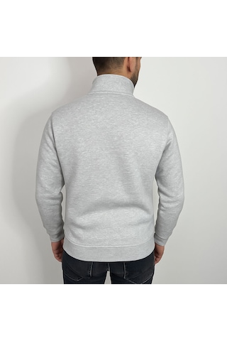 Yarım Fermuarlı Erkek Polar Sweatshirt - Sıcak Tutan , Rahat Kalıp Açık Gri