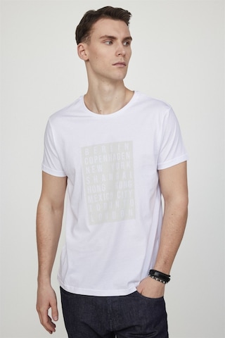 Tudors Erkek Slim Fit Dar Kesim Yumuşak Dokulu Baskılı Beyaz Bisiklet Yaka Tişört-27155-Beyaz