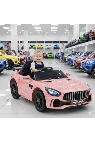 444 Gtr Sport Akülü Araba 12v Uzaktan Kumandalı Babyhope Mercedes Pembe