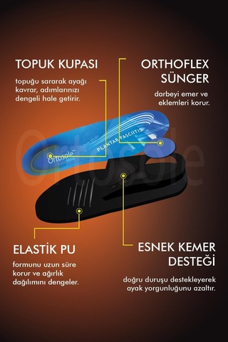 Active Team OS200 Topuk Dikeni Düz Tabanlık İç Basma Önleyici Kemer Destekli Plantar Fasiit İç Tabanlık