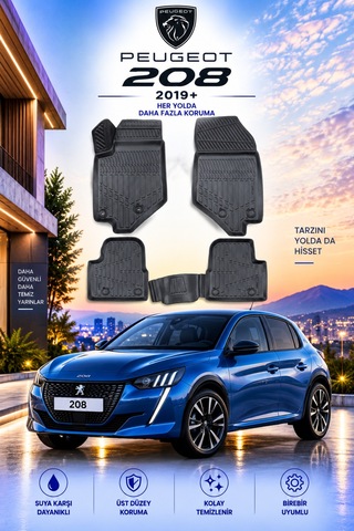 Peugeot 208 2023 Model Aracınıza Özel Üretim Havuzlu Paspas Takımı A+ -mod-